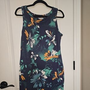 Columbia Dress Women's SM P Blue Floral Sleeveless Sundress Tank Pockets Travel